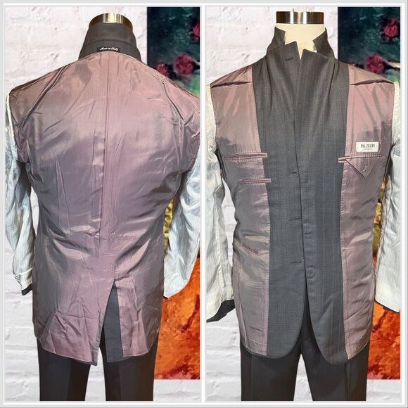 Pal Zileri 40R 32W Gray - Rust Purple Stripe 2 Piece Suit Jacket and Pants Set - Picture 6 of 16